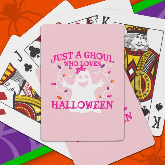 ハロウィンが大好きなだけの女の子のキュートなピンクの幽霊 トランプ
