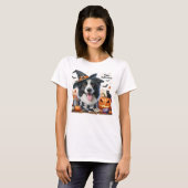 ハロウィンが大好きなボーダーコリー犬好きさんへ Tシャツ (正面フル)