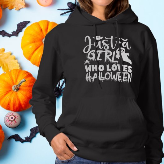 ハロウィンが大好きな女の子 ホワイトタイポグラフィ パーカ