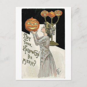 ハロウィンが女メリーとカボチャに ポストカード