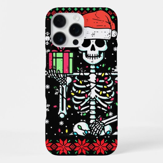 ハロウィンが好きなクリスマスケルトンの嫌がらせクリスマス iPhoneケース (裏面)