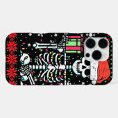 ハロウィンが好きなクリスマスケルトンの嫌がらせクリスマス iPhoneケース (裏面横)