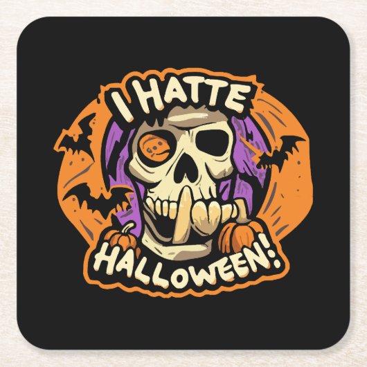 ハロウィンが嫌い スクエアペーパーコースター (正面)