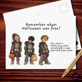 ハロウィンが無料だった頃を覚えてる?骸骨の子供たち シーズンポストカード