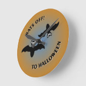 ハロウィンこうもりオレンジブルー ラウンド壁時計 (傾斜)