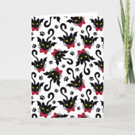 ハロウィンこうもり猫パターン シーズンカード