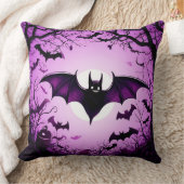ハロウィンこうもり飛んでいるオーバームーンライトスカイ クッション (ブランケット)