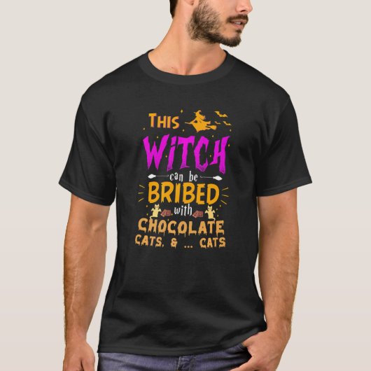 ハロウィンこの魔女はチョコレートで花嫁できる Tシャツ (正面)