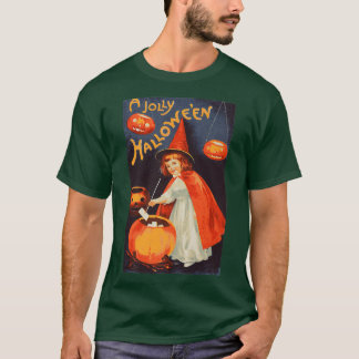 ハロウィンすてきかわいいレトロヴィンテージ魔女の女 Tシャツ