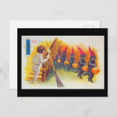 ハロウィンすてきの黒猫とカボチャヴィンテージ ポストカード (正面/裏面)