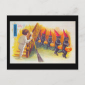 ハロウィンすてきの黒猫とカボチャヴィンテージ ポストカード (正面)