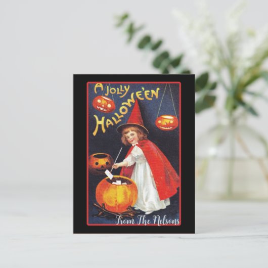 ハロウィンすてきリトルヴィンテージウィッチカスタム ポストカード (スタンド正面)