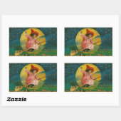 ハロウィンすてきヴィンテージ魔女 長方形シール (シート)