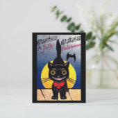 ハロウィンすてき猫とこうもり シーズンポストカード (スタンド正面)