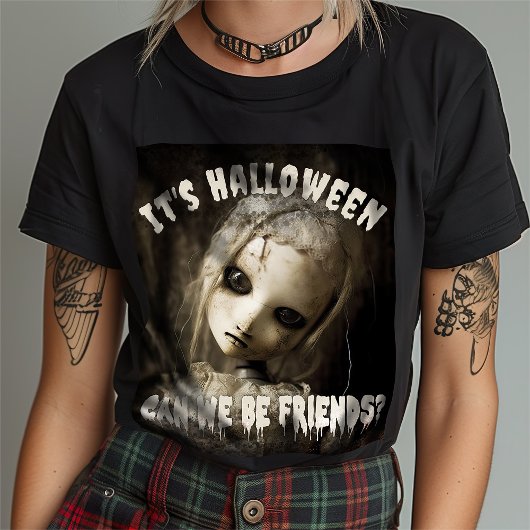 ハロウィンだね、友達になれるかな? 幽霊の人形 Tシャツ
