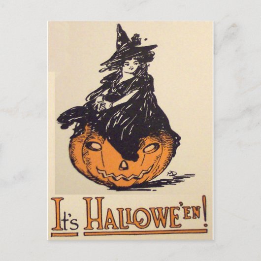 ハロウィンだ！（ヴィンテージ ハロウィンカード） ポストカード (正面)