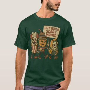ハロウィンって怖い映画を見るのに最適だね。ホラー映画ファン Tシャツ
