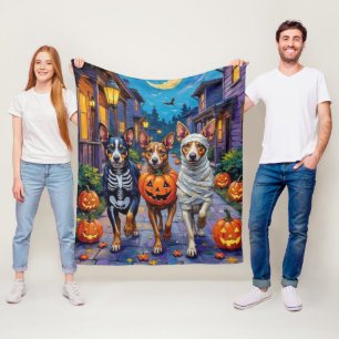 ハロウィンでお菓子をくれなきゃイタズラしちゃうよ！オーストラリアの牧牛犬 フリースブランケット