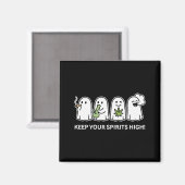 ハロウィンで霊的なマリファナ喫煙 Keep Your Spirits High マグネット (正面/裏面)