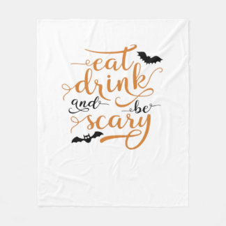 ハロウィンで食べたり飲んだりして怖がらせよう カジュアルデザイン フリースブランケット
