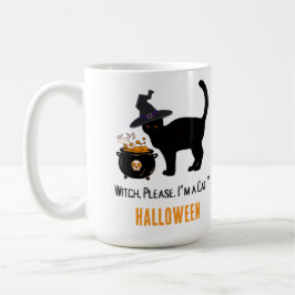 ハロウィンで魔女の帽子をかぶったワイヤードキャット（編集可能） コーヒーマグカップ