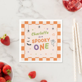 ハロウィンとお誕生日おめでとう!1歳のハロウィンおばけのナプキン スタンダードカクテルナプキン