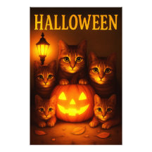 ハロウィンとオレンジ色の猫のデジタルアート