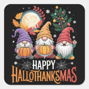 ハロウィンとサンクスギビングとクリスマスが大好きなノーム スクエアシール