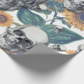 ハロウィンとスカルとヒマワリ模様 ラッピングペーパー (角)