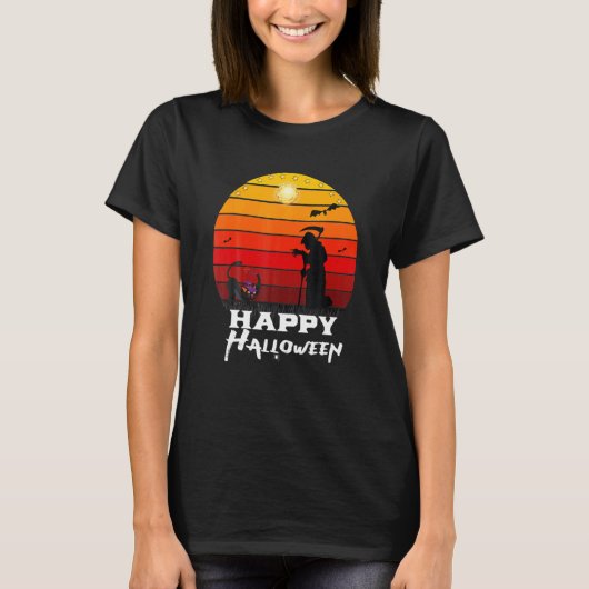 ハロウィンとネコ Tシャツ (正面)