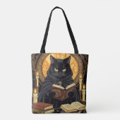 ハロウィンとハードカバー 愛猫の本読み トートバッグ (裏面)