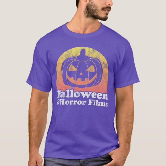 ハロウィンとホラー映画のかぼちゃの面白グッズ Tシャツ (正面)