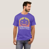 ハロウィンとホラー映画のかぼちゃの面白グッズ Tシャツ (正面フル)