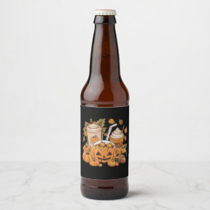 ハロウィンと感謝祭のかわいい秋の家族デザイン ビールラベル
