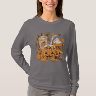 ハロウィンと感謝祭の可愛いオータムファミリー Tシャツ