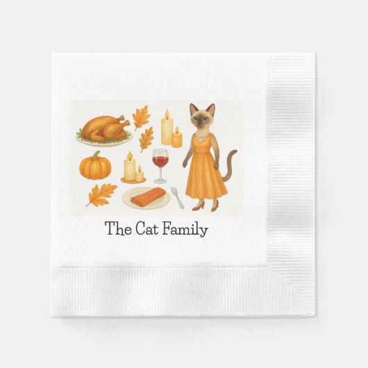 ハロウィンと感謝祭の猫 縁ありカクテルナプキン (正面)