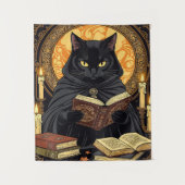 ハロウィンと猫の本のハードカバー タペストリー (正面)
