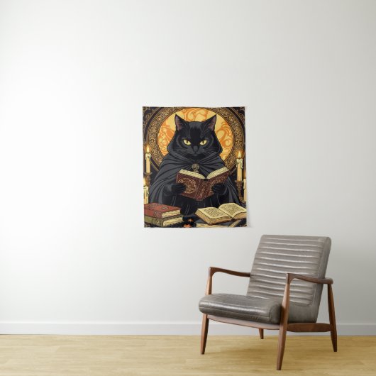 ハロウィンと猫の本のハードカバー タペストリー (インサイチュ)