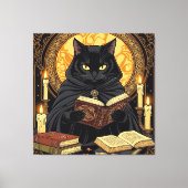 ハロウィンと猫の本の愛好家 ハードカバー キャンバスプリント (正面)