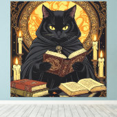 ハロウィンと猫の本の愛好家 ハードカバー キャンバスプリント (インサイチュ (ウッドフロア))
