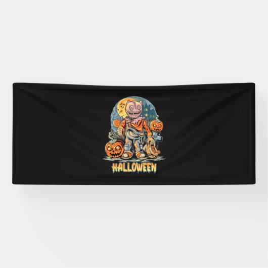 ハロウィンと猫 横断幕 (横)