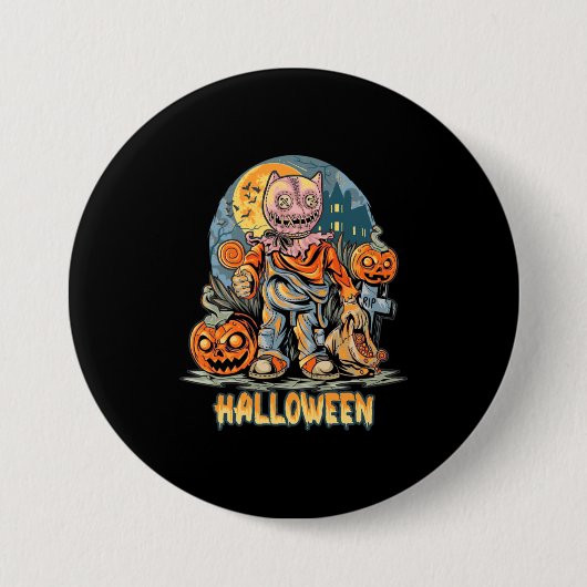 ハロウィンと猫 缶バッジ (正面)