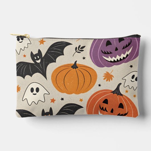 ハロウィンと秋のパターン  アクセサリーポーチ (正面)