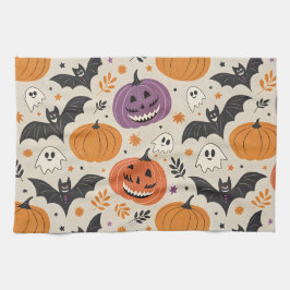 ハロウィンと秋のパターン   キッチンタオル
