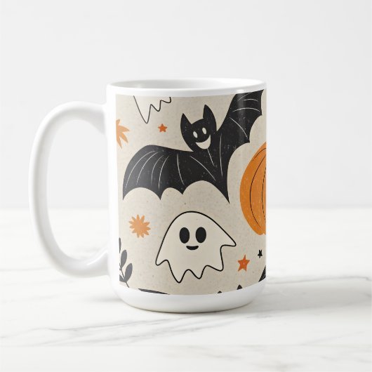 ハロウィンと秋のパターン   コーヒーマグカップ (左)