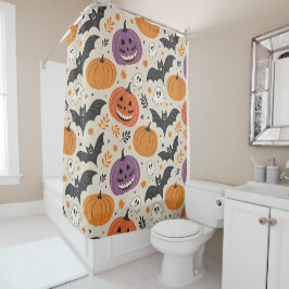 ハロウィンと秋のパターン   シャワーカーテン