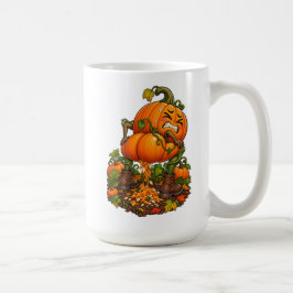 ハロウィンと秋を楽しむ面白いウンチをするカボチャのデザイン コーヒーマグカップ