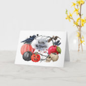 **ハロウィンと秋** これ以上のものは望めないよね カード (黄色い花)