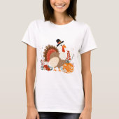 ハロウィンと紅葉の七面鳥 Tシャツ (正面)