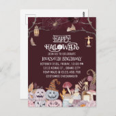 ハロウィンと誕生日のおそろいの怖いパーティー招待状 ポストカード (正面/裏面)